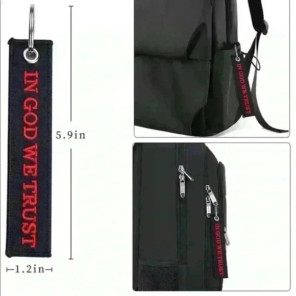 IN GOD WE TRUST Military Keychain Red / Black - Picture 2 of 4